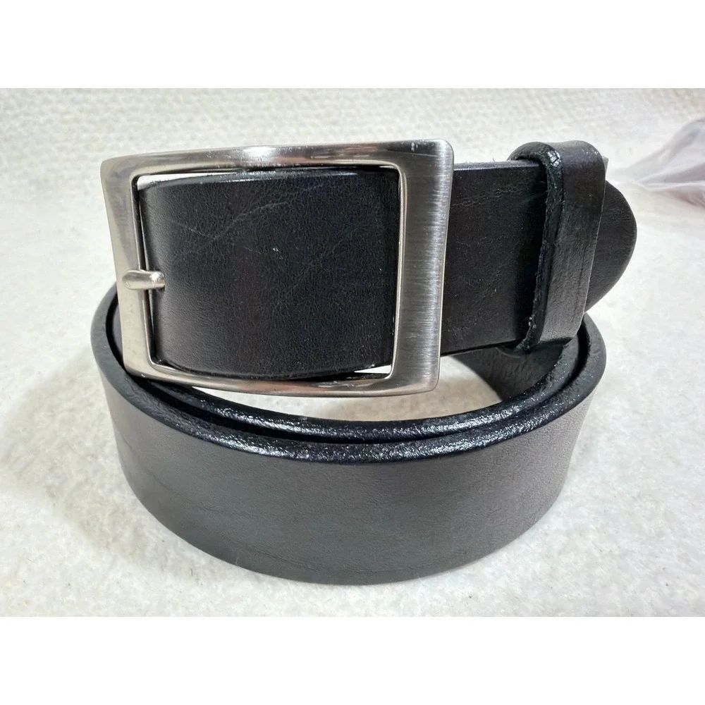 Martin Dingman Men's Black Leather Belt Size 40 USA Made Solid Brass Buckle Vint